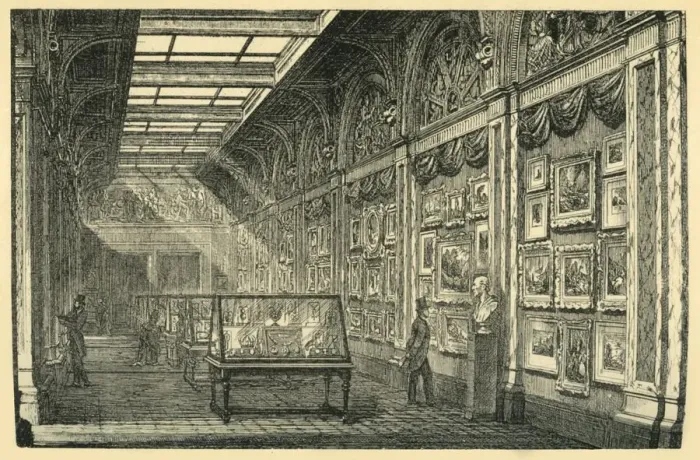 Framed Print : Water-Colour Gallery, 1860s, (1881). Creator: Unknown Framed Print : Water-Colour Gallery, 1860s, (1881). Creator: Unknown