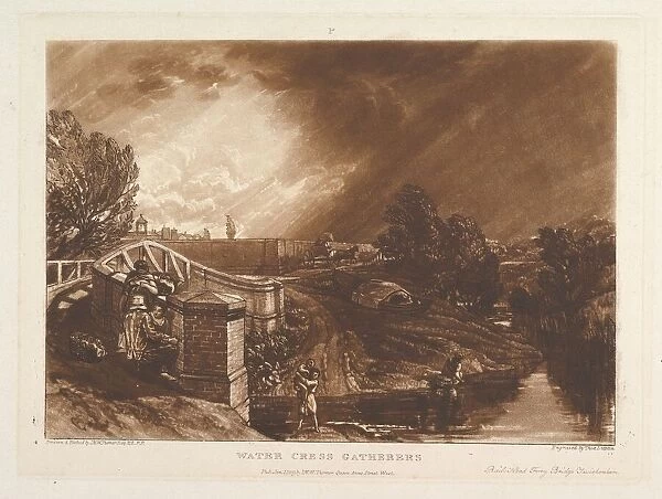 Water Cress Gatherers, Rails Head Ferry Bridge, Twickenham (Liber Studiorum, pa