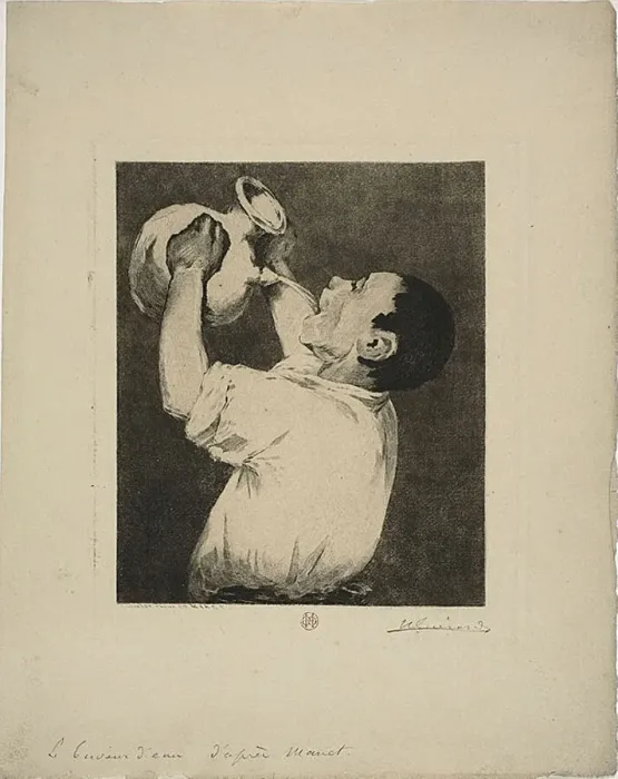 Framed Print : The Water Drinker, 1884. Creator: Henri-Charles Guerard Framed Print : The Water Drinker, 1884. Creator: Henri-Charles Guerard
