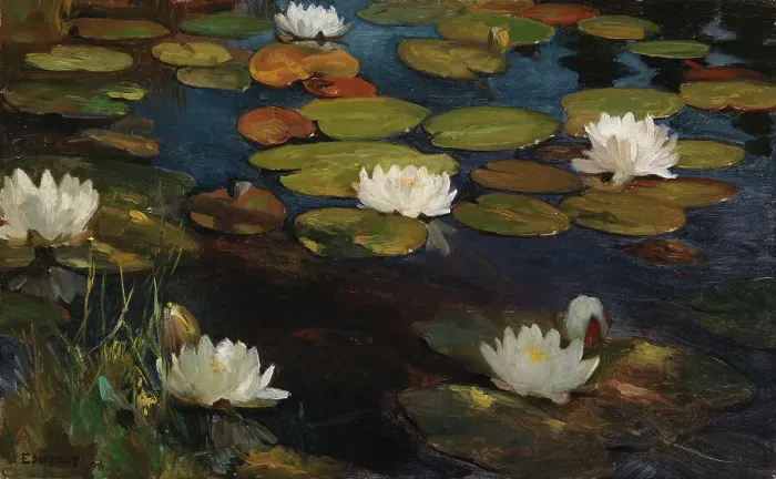 Framed Print : Water Lilies, study for the Youth and a Mermaid, 1896. Creator: Albert Edelfelt Framed Print : Water Lilies, study for the Youth and a Mermaid, 1896. Creator: Albert Edelfelt