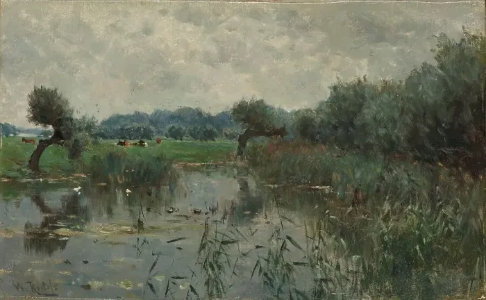 Framed Print : Water Meadows on the River IJssel, 1870-1897. Creator: Willem Roelofs Framed Print : Water Meadows on the River IJssel, 1870-1897. Creator: Willem Roelofs