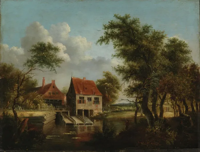 Framed Print : The water mill, c1700. Creator: Meindert Hobbema Framed Print : The water mill, c1700. Creator: Meindert Hobbema