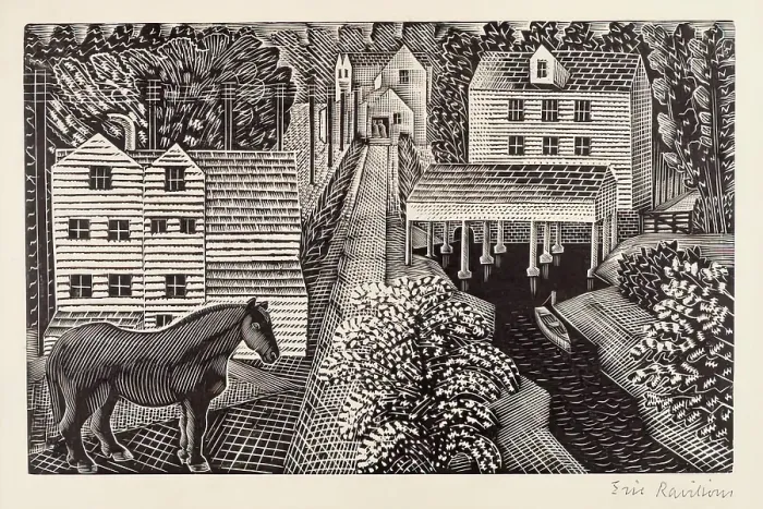 Framed Print : The Water Mill, c1935. Creator: Eric Ravilious Framed Print : The Water Mill, c1935. Creator: Eric Ravilious