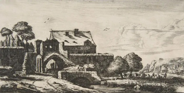 Framed Print : A Water-mill near Saint-Denis, 1850. Creator: Charles Meryon Framed Print : A Water-mill near Saint-Denis, 1850. Creator: Charles Meryon