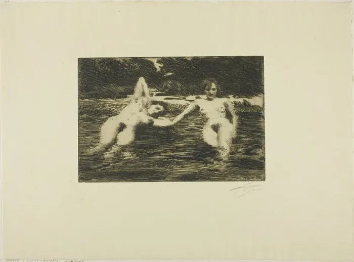Framed Print : Water-Nymphs, 1918. Creator: Anders Leonard Zorn Framed Print : Water-Nymphs, 1918. Creator: Anders Leonard Zorn