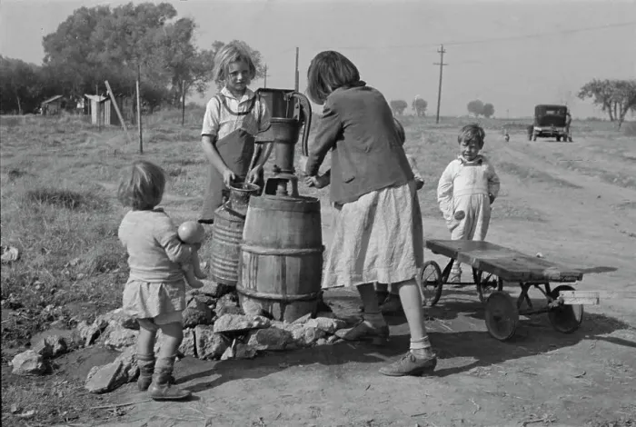 Framed Print : Water supply, American River camp, California, San Joaquin Valley, CA, 1936. Creator: Dorothea Lange Framed Print : Water supply, American River camp, California, San Joaquin Valley, CA, 1936. Creator: Dorothea Lange