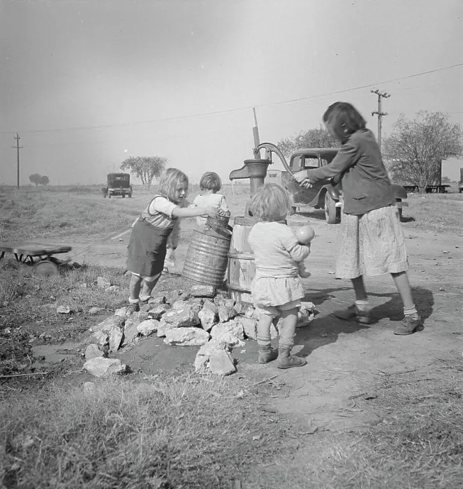 Framed Print : Water supply, Migratory camp for cotton pickers, San Joaquin Valley, California, 1936. Creator: Dorothea Lange Framed Print : Water supply, Migratory camp for cotton pickers, San Joaquin Valley, California, 1936. Creator: Dorothea Lange