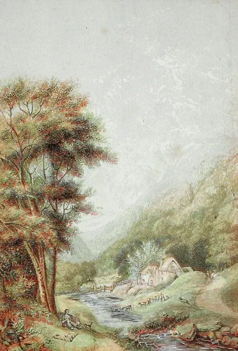 Framed Print : Water Mill on the Wye, c1850. Creator: George Baxter