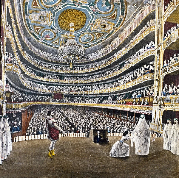Watercolor representing the interior of the Gran Teatro del Liceo, study for the