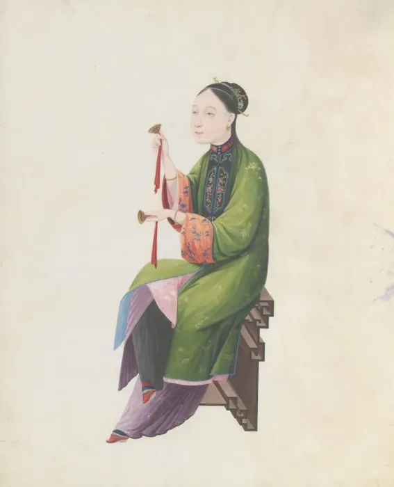 Framed Print : Watercolour of musician playing bo, late 18th century. Creator: Unknown Framed Print : Watercolour of musician playing bo, late 18th century. Creator: Unknown