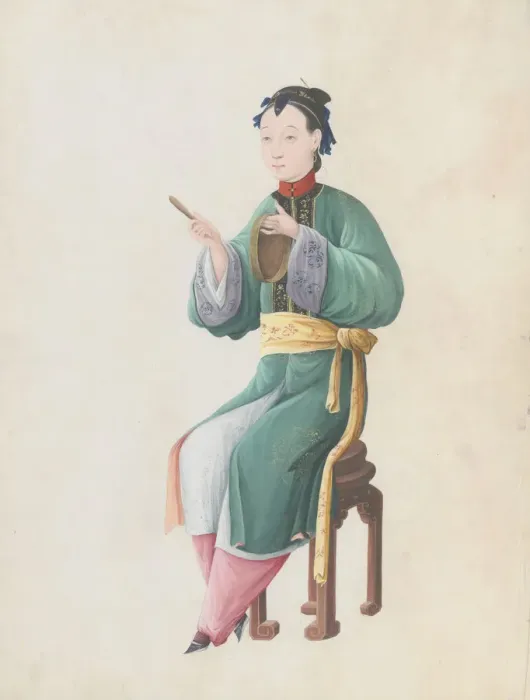 Framed Print : Watercolour of musician playing jiaoluo, late 18th century. Creator: Unknown Framed Print : Watercolour of musician playing jiaoluo, late 18th century. Creator: Unknown