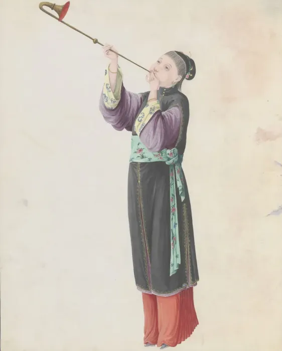 Framed Print : Watercolour of musician playing laba, late 18th century. Creator: Unknown Framed Print : Watercolour of musician playing laba, late 18th century. Creator: Unknown