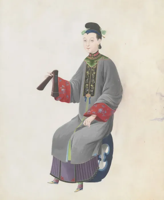 Framed Print : Watercolour of musician playing paiban, late 18th century. Creator: Unknown Framed Print : Watercolour of musician playing paiban, late 18th century. Creator: Unknown