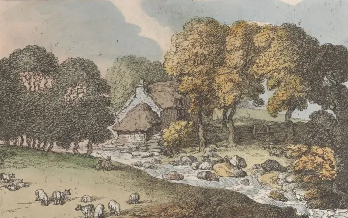 Framed Print : A Watercourse, from Views in Cornwall, 1812. 1812