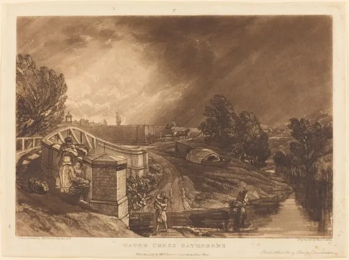 Framed Print : Watercress Gatherers, published 1819. Creator: JMW Turner Framed Print : Watercress Gatherers, published 1819. Creator: JMW Turner