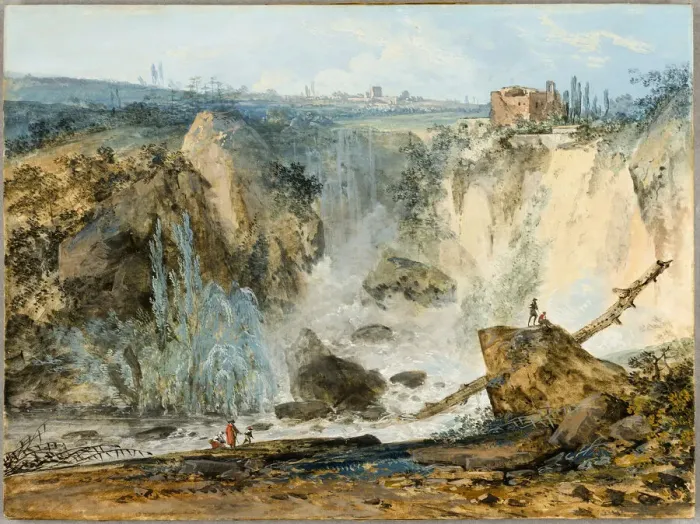 Framed Print : Waterfall, 1788. Creator: Louis Gabriel Moreau Framed Print : Waterfall, 1788. Creator: Louis Gabriel Moreau