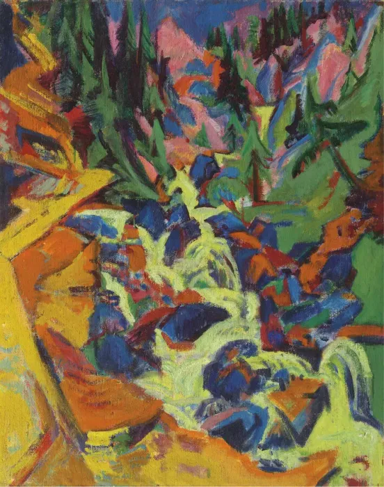 Framed Print : The waterfall, 1919. Creator: Kirchner, Ernst Ludwig (1880-1938) Framed Print : The waterfall, 1919. Creator: Kirchner, Ernst Ludwig (1880-1938)