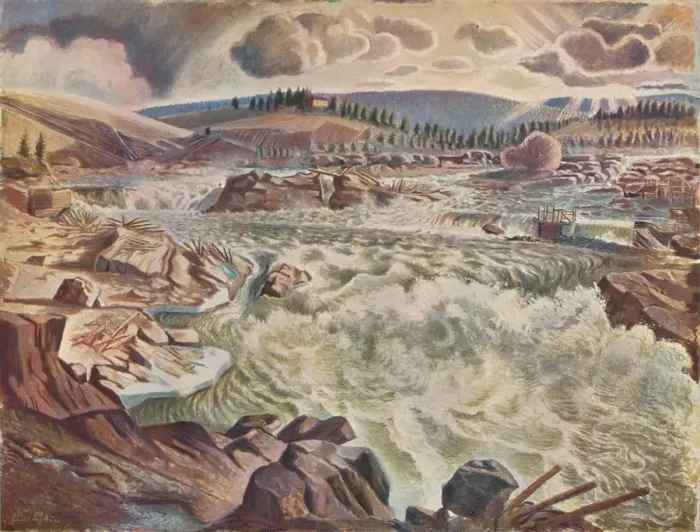 Framed Print : Waterfall, c1900 (1935). Artist: Leander Engstrom Framed Print : Waterfall, c1900 (1935). Artist: Leander Engstrom