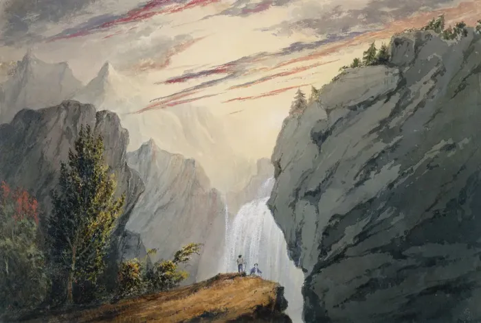 Framed Print : At the Waterfall, ca. 1850. Creator: David Claypoole Johnston Framed Print : At the Waterfall, ca. 1850. Creator: David Claypoole Johnston