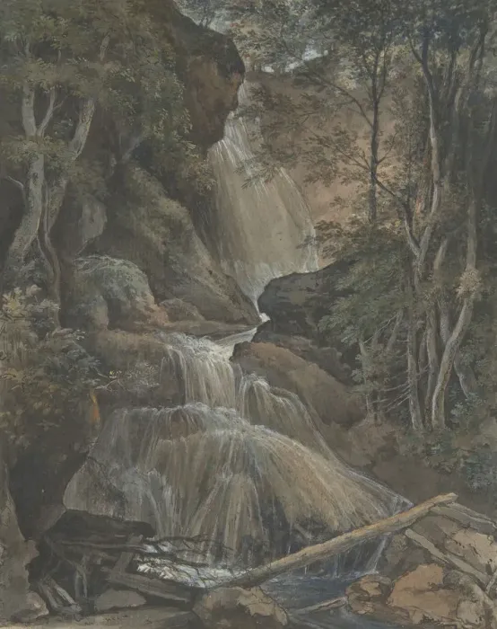 Framed Print : A Waterfall in a Forest at Langhennersdorf, 18th-early 19th century Framed Print : A Waterfall in a Forest at Langhennersdorf, 18th-early 19th century