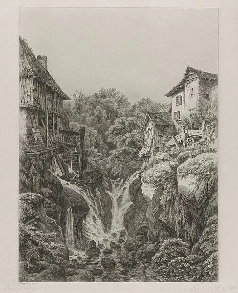 The Mill and Waterfall of Gresy near Aix-les-Bains, 1856. Creator: Eugene Blery (French