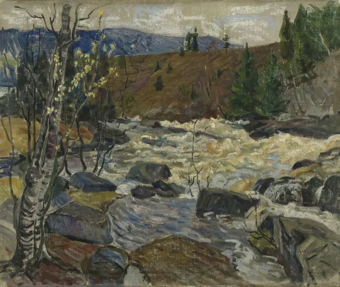 Framed Print : The Waterfall at Mesna, 1905. Creator: Lars Jorde Framed Print : The Waterfall at Mesna, 1905. Creator: Lars Jorde