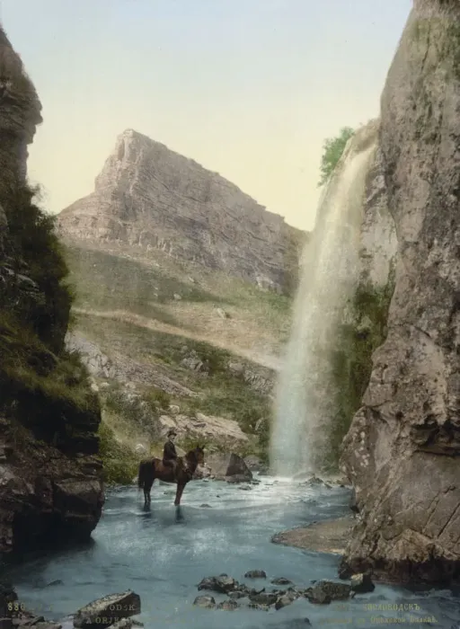 Framed Print : Waterfall near Kislovodsk, Russia, c1895 Framed Print : Waterfall near Kislovodsk, Russia, c1895