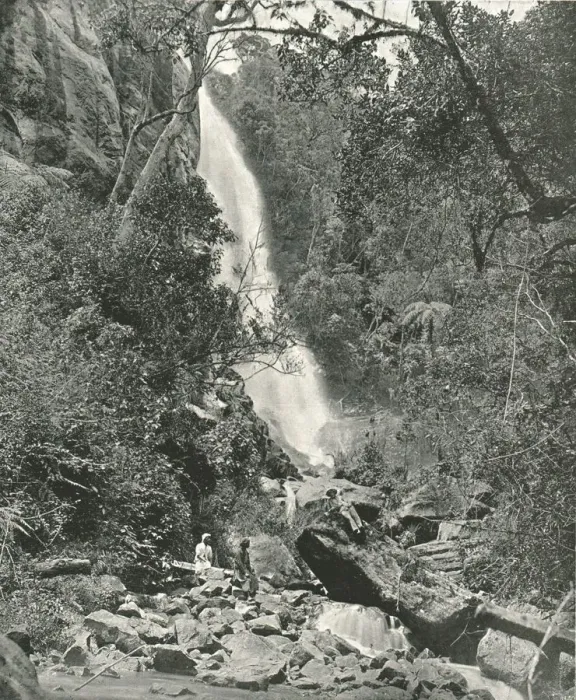 Framed Print : A waterfall near the village, Nuwara Eliya, Ceylon, 1895. Creator: W &s Ltd Framed Print : A waterfall near the village, Nuwara Eliya, Ceylon, 1895. Creator: W &s Ltd