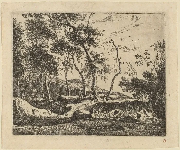Framed Print : The Waterfall: pl.6. Creators: Roelant Roghman, Melchior Küsel Framed Print : The Waterfall: pl.6. Creators: Roelant Roghman, Melchior Küsel