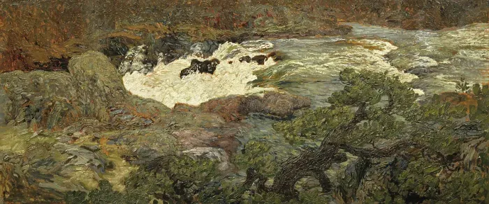 Framed Print : Waterfall, Porjus, 1915. Creator: Helmer Osslund Framed Print : Waterfall, Porjus, 1915. Creator: Helmer Osslund