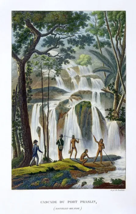 Framed Print : Waterfall of Port Praslin, New Ireland, 19th century Framed Print : Waterfall of Port Praslin, New Ireland, 19th century