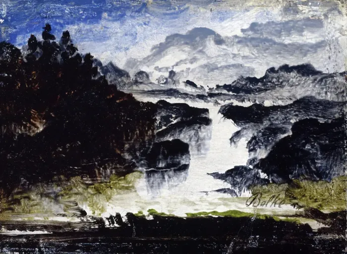 Framed Print : A Waterfall, probably 1860s. Creator: Peder Balke Framed Print : A Waterfall, probably 1860s. Creator: Peder Balke