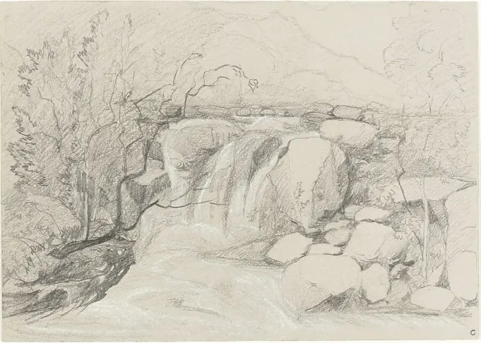 Framed Print : Waterfall with Rocks. Creator: John Sell Cotman Framed Print : Waterfall with Rocks. Creator: John Sell Cotman