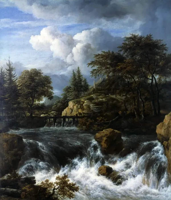 Framed Print : A Waterfall in a Rocky Landscape, 1660-70. Artist: Jacob van Ruisdael Framed Print : A Waterfall in a Rocky Landscape, 1660-70. Artist: Jacob van Ruisdael