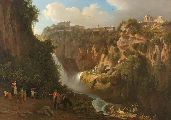 Framed Print : The Waterfall at Tivoli, 1824. Creator: Abraham Teerlink Framed Print : The Waterfall at Tivoli, 1824. Creator: Abraham Teerlink