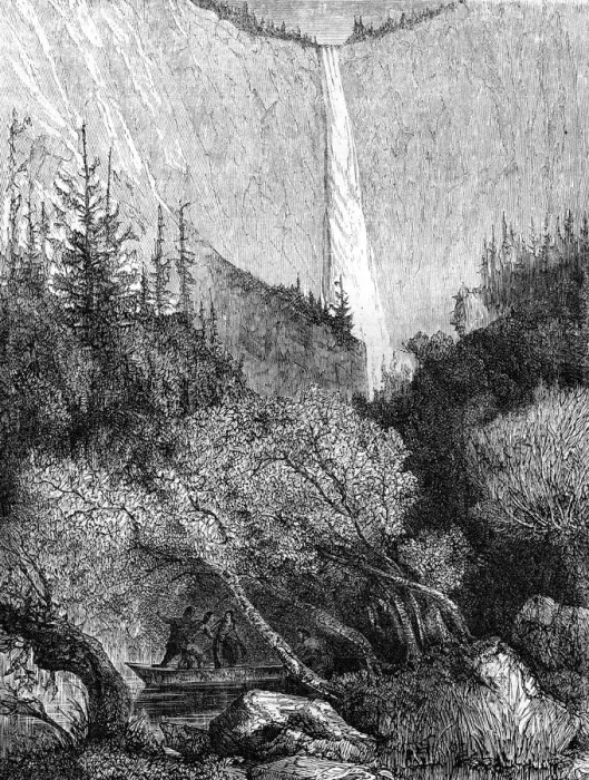 Framed Print : Waterfall, Yosemite National Park, California, 19th century. Artist: Paul Huet Framed Print : Waterfall, Yosemite National Park, California, 19th century. Artist: Paul Huet