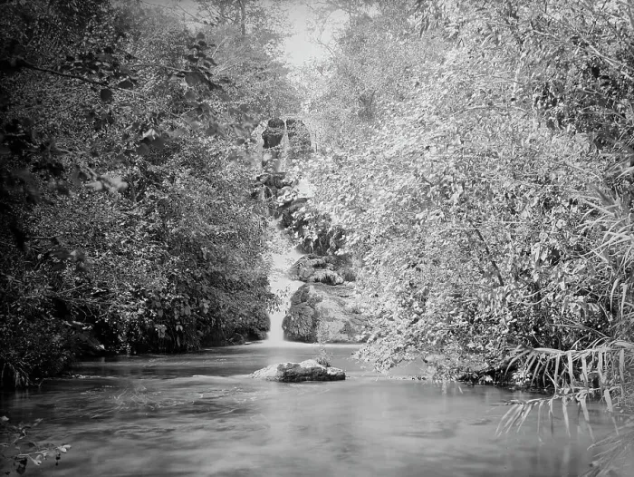 Framed Print : Waterfalls at Temasopa [sic], between 1880 and 1897. Creator: William H. Jackson