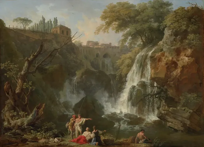 Framed Print : The Waterfalls at Tivoli, with the Villa of Maecenas. Creator: Claude-Joseph Vernet Framed Print : The Waterfalls at Tivoli, with the Villa of Maecenas. Creator: Claude-Joseph Vernet