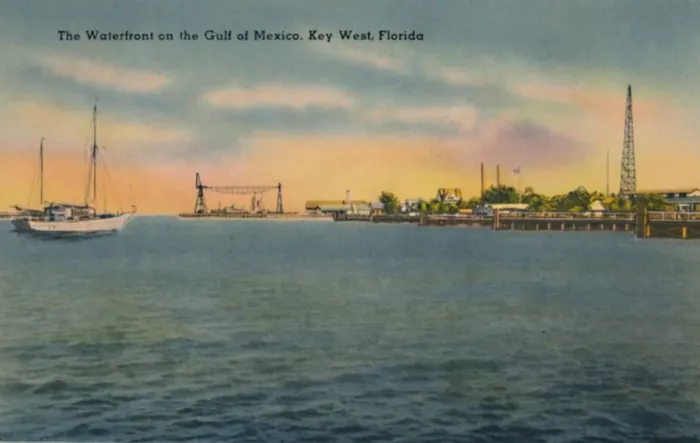 Framed Print : The Waterfront on the Gulf of Mexico, Key West, Florida, c1940s Framed Print : The Waterfront on the Gulf of Mexico, Key West, Florida, c1940s