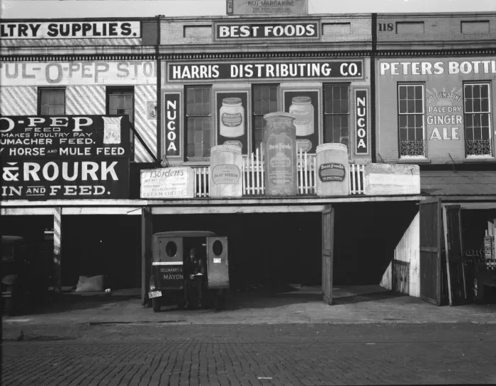 Framed Print : Waterfront warehouses, Louisiana, 1936. Creator: Walker Evans Framed Print : Waterfront warehouses, Louisiana, 1936. Creator: Walker Evans