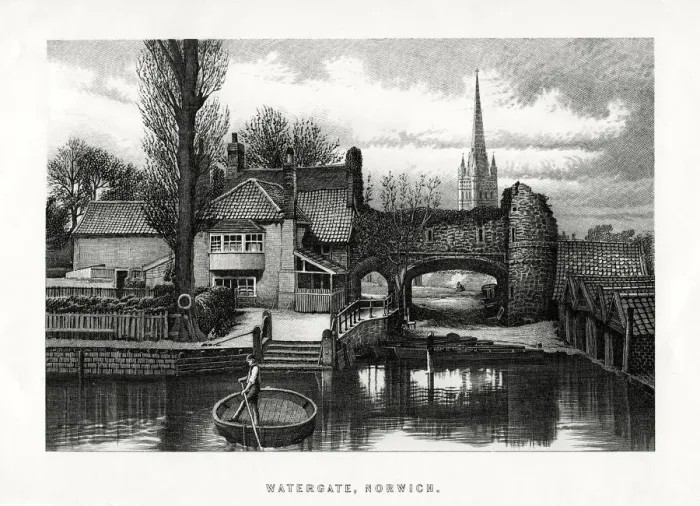 Framed Print : Watergate, Norwich, 1896