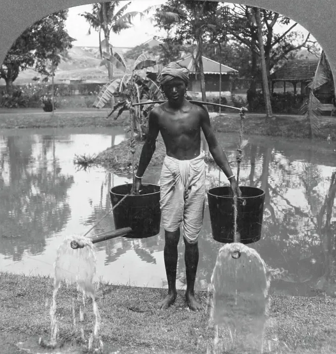 Framed Print : Watering cans used for street sprinkling, Burma, 1908. Artist: Stereo Travel Co Framed Print : Watering cans used for street sprinkling, Burma, 1908. Artist: Stereo Travel Co