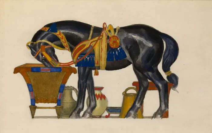 Framed Print : Watering Horse. Artist: Bakst, Leon (1866-1924) Framed Print : Watering Horse. Artist: Bakst, Leon (1866-1924)