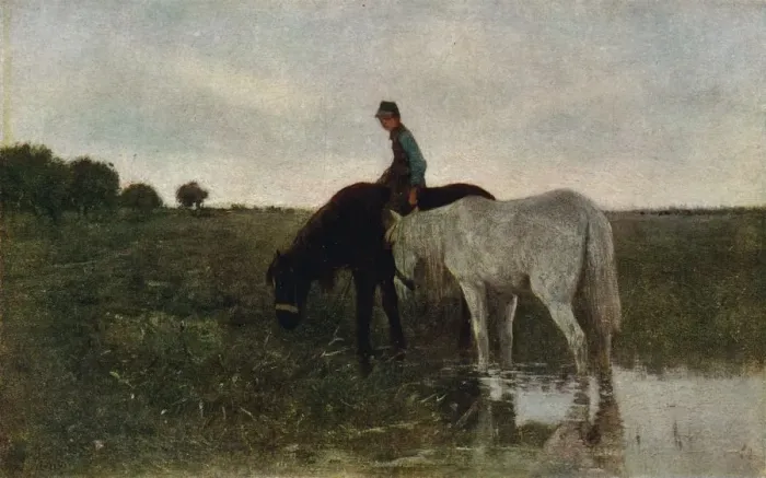 Framed Print : Watering Horses, 1871, (1913). Artist: Anton Mauve Framed Print : Watering Horses, 1871, (1913). Artist: Anton Mauve