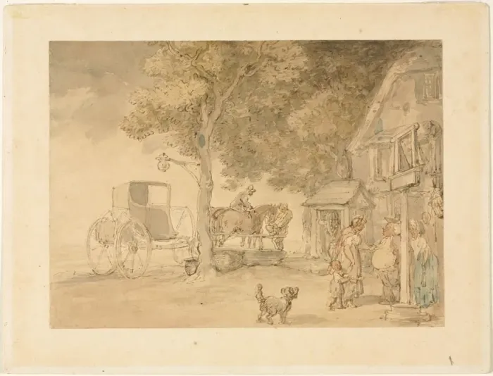 Framed Print : Watering Horses. Creator: Thomas Rowlandson (British, 1756-1827) Framed Print : Watering Horses. Creator: Thomas Rowlandson (British, 1756-1827)