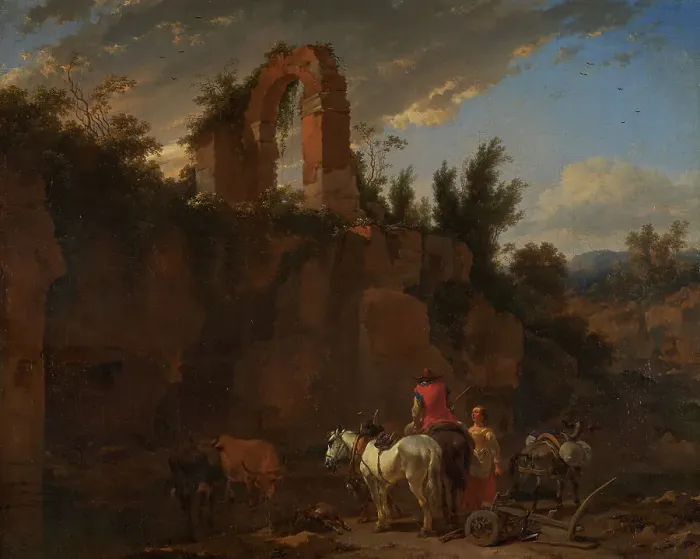 Framed Print : Watering Place, 1655. Creator: Nicolaes Berchem Framed Print : Watering Place, 1655. Creator: Nicolaes Berchem