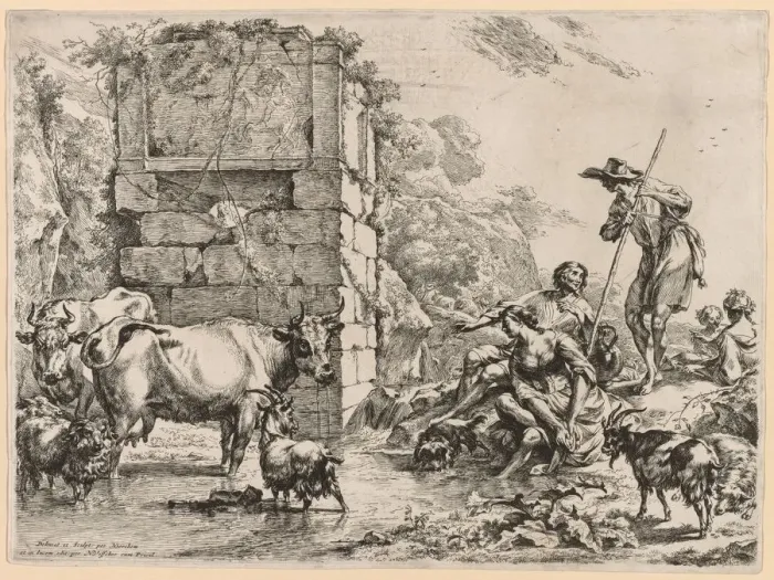 Framed Print : The Watering Place. Creator: Nicolaes Berchem (Dutch, 1620-1683) Framed Print : The Watering Place. Creator: Nicolaes Berchem (Dutch, 1620-1683)