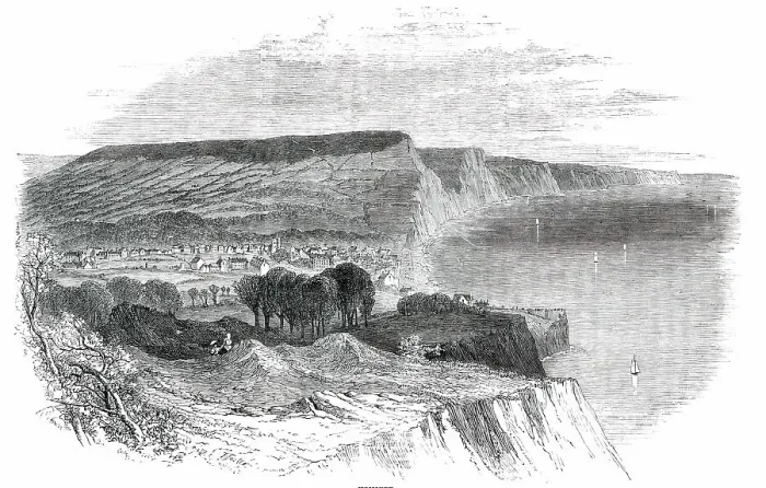 Framed Print : Watering-Places of Devon - Sidmouth, 1850. Creators: Birket Foster, Edmund Evans Framed Print : Watering-Places of Devon - Sidmouth, 1850. Creators: Birket Foster, Edmund Evans