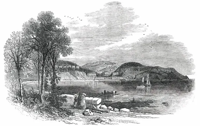 Framed Print : Watering-Places of England - Torquay, from the Road ot Dartmouth, 1850. Creator: Edmund Evans Framed Print : Watering-Places of England - Torquay, from the Road ot Dartmouth, 1850. Creator: Edmund Evans