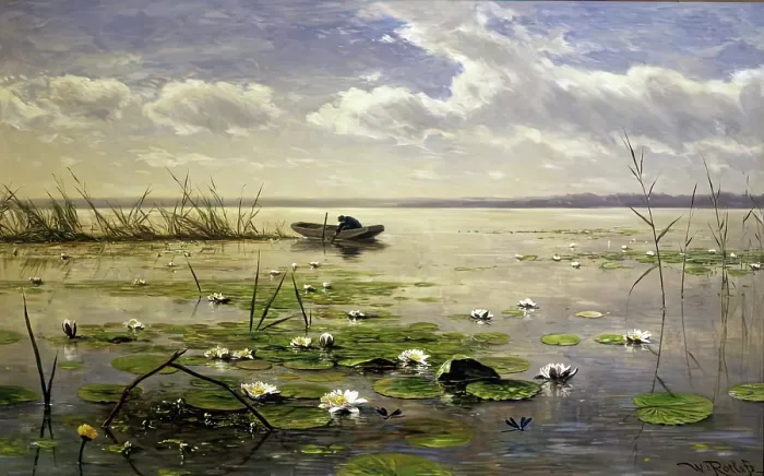 Framed Print : Waterlilies, c1880. Creator: Willem Roelofs Framed Print : Waterlilies, c1880. Creator: Willem Roelofs